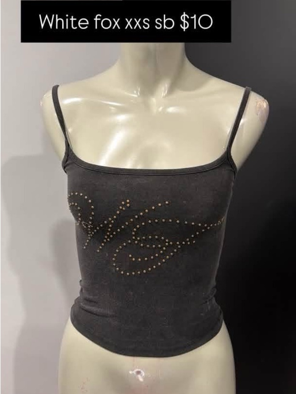 White Fox Boutique Black Studded Spaghetti Strap Camisole Top